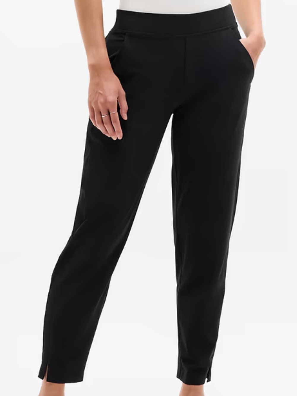 Athleta Brooklyn Mid Rise Ankle Pants Black Travel Stretch Size 12